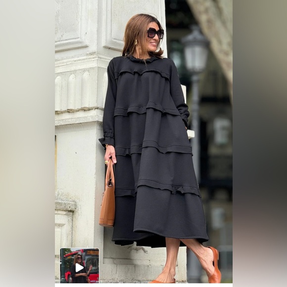 NWT Chic Black MARIELLE Ruffle Midi Dress - Picture 5 of 11